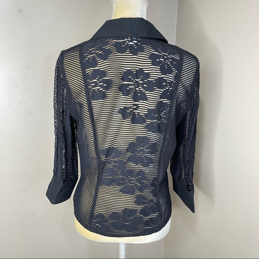Vintage Women’s Sz M Black Sheers Top Button Up - Picture 15 of 16